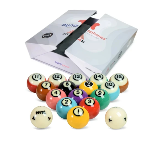 Dynaspheres Titan WNT Pool Ball Set - 2 1/4" (57.2mm)