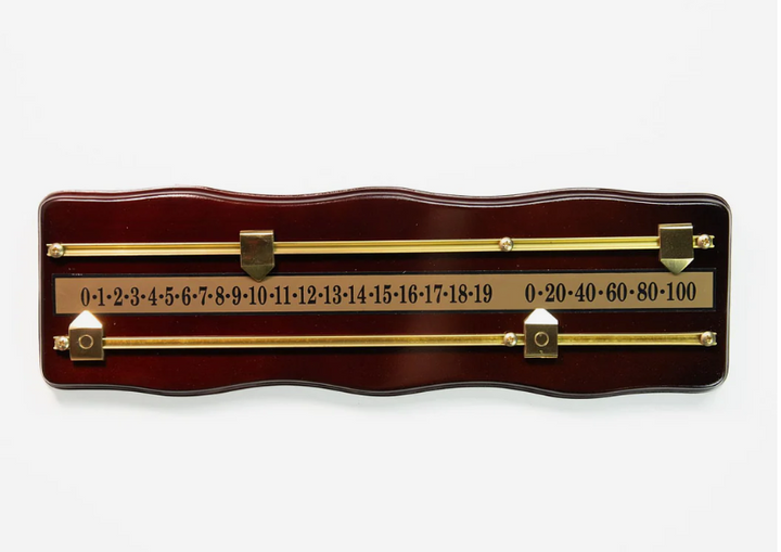 Walnut and Brass Pool Table Scoreboard – Classic Slide Scorer