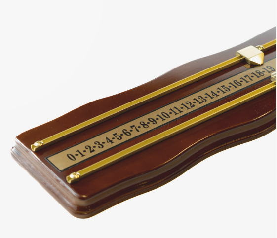 Walnut and Brass Pool Table Scoreboard – Classic Slide Scorer